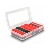 Schrumpfschlauch Sortimentsbox, Schrumpfungsrate 2:1, schwarz / rot 196-teilig