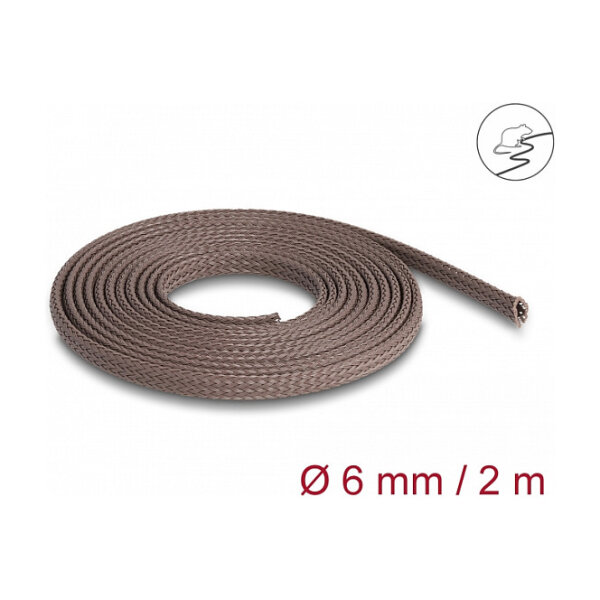 Geflechtschlauch nagerfest dehnbar 2 m x 6 mm braun