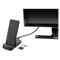 Smartphone Dockingstation 4K mit integrierter Halterung - HDMI / USB / Hub / SD / Micro SD für Android oder Windows