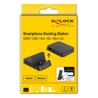 Smartphone Dockingstation 4K mit integrierter Halterung - HDMI / USB / Hub / SD / Micro SD für Android oder Windows
