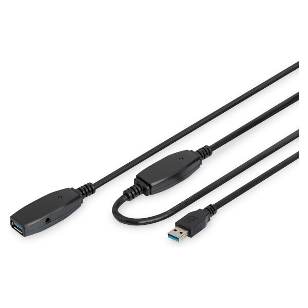 DIGITUS USB 3.0 Aktives Verlängerungskabel 10m, sw