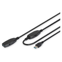 DIGITUS USB 3.0 Aktives Verlängerungskabel 10m, sw