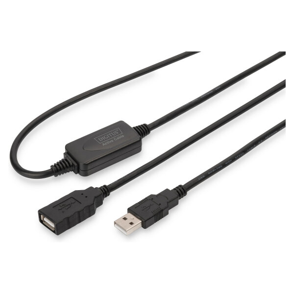 DIGITUS USB 2.0 Verlängerungskabel Aktiv Typ A -A 10m schwar