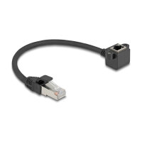 Netzwerk Verlängerungskabel RJ45 Stecker zu RJ45 Buchse 90° gewinkelt Cat.6 F/UTP 0,25 m schwarz