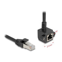 Netzwerk Verlängerungskabel RJ45 Stecker zu RJ45 Buchse 90° gewinkelt Cat.6 F/UTP 0,25 m schwarz