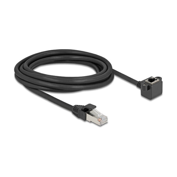 Netzwerk Verlängerungskabel RJ45 Stecker zu RJ45 Buchse 90° gewinkelt Cat.6 F/UTP 3 m schwarz