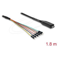 Konverter USB 2.0 Type-C™ zu UART TTL (3,3 V) Schnittstelle mit 6 x Pfostenstecker TX/RX/CTS/RTS und 5 V Ausgangsspannung 1,8 m