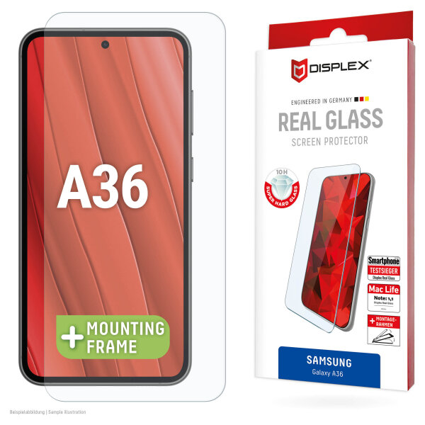 DISPLEX Real Glasschutzfolie für Samsung Galaxy A36 kratzer-resistent, abgerundete Kanten, Real Glass