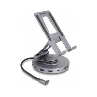 Tablet und Notebook Dockingstation 4K mit integrierter Halterung - HDMI / USB / Hub / SD / Micro SD / PD 3.0 - 360° drehbar