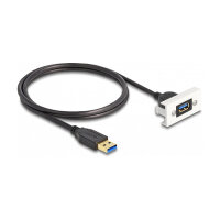 Easy 45 Modul USB 5 Gbps Typ-A Buchse zu USB Typ-A Stecker mit Kabelpeitsche, 22,5 x 45 mm