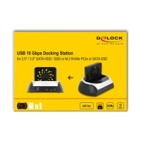 USB 10 Gbps Dockingstation für 2.5? / 3.5? SATA HDD / SSD oder M.2 NVMe PCIe oder SATA SSD mit Lüfter