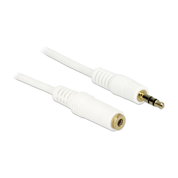 Klinkenverlängerungskabel 3,5 mm 3 Pin Stecker > Buchse 0,5 m weiß