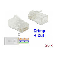 RJ45 Crimp+Cut Stecker Cat.6 UTP 20 Stück