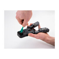 Crimpzange mit Abisolierer und Netzwerktester für 8P (RJ45), 6P (RJ12/11), 6P DEC oder 4P (RJ10) Stecker