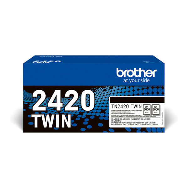 Brother Toner TN-2420TWIN Schwarz 2er Pack bis zu je 3.000 Seiten nach ISO 19752
