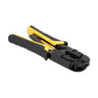 Universelle Crimpzange mit Abisolierer für 8P (RJ45), 6P (RJ12/11) oder 4P Stecker