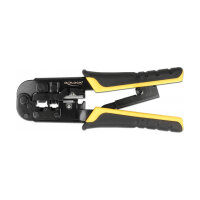 Universelle Crimpzange mit Abisolierer für 8P (RJ45), 6P (RJ12/11) oder 4P Stecker