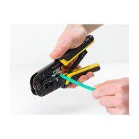 Universelle Crimpzange mit Abisolierer für 8P (RJ45) oder 6P (RJ12/11) Stecker