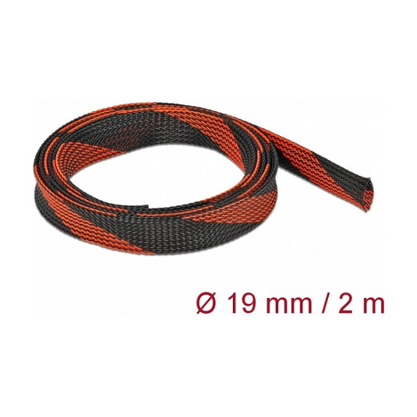 Geflechtschlauch dehnbar 2 m x 19 mm schwarz-rot