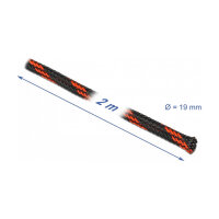 Geflechtschlauch dehnbar 2 m x 19 mm schwarz-rot