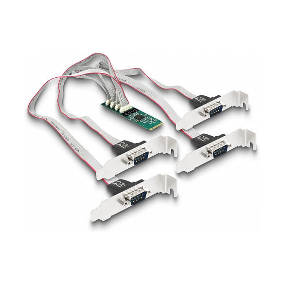 M.2 Karte zu 4 x Seriell RS-232 DB9 mit Standard und Low Profile Slotblenden