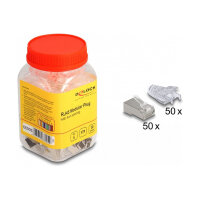 RJ45 Modularer Stecker mit vorderer Öffnung (easy connect) Cat.6 und Knickschutztülle 50er Set