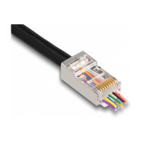 RJ45 Modularer Stecker mit vorderer Öffnung (easy connect) Cat.6 und Knickschutztülle 50er Set