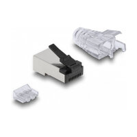 RJ45 Modularer Stecker mit robuster Rastnase Cat.6 und Knickschutztülle 50er Set