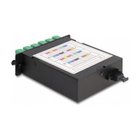 LWL HD (High Density) Kassette MPO Stecker zu 12 x LC Duplex Buchse, 24 Fasern, Singlemode, Polarität A, 9/125 µm
