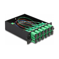 LWL HD (High Density) Kassette MPO Stecker zu 12 x SC Simplex Buchse, 12 Fasern, Singlemode, Polarität A, 9/125 µm