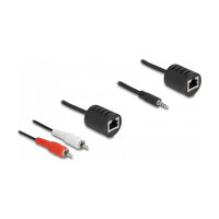 Stereo Audio Extender RJ45 Buchse zu 3,5 mm Klinkenstecker und RJ45 Buchse zu 2 x Cinch Stecker Cat.5 bis 50 m Set 2 Stück
