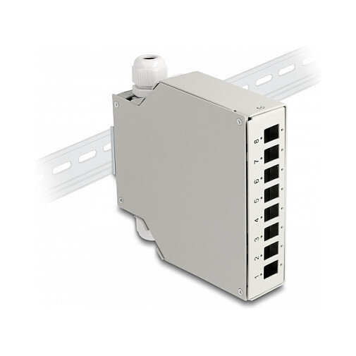 LWL Verteilerbox für Hutschiene 8 Port grau