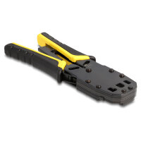 Universelle Crimpzange mit Abisolierer für 10P (RJ50), 8P (RJ45), 6P (RJ12/11), 6P DEC oder 4P Modular Stecker