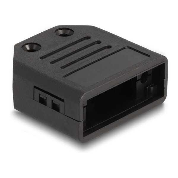 Gehäuse für D-Sub 9 Pin Stecker / Buchse Kunststoffgehäuse mit Zugentlastung schwarz