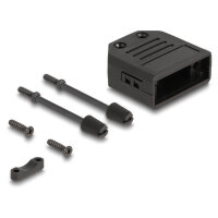 Gehäuse für D-Sub 9 Pin Stecker / Buchse Kunststoffgehäuse mit Zugentlastung schwarz