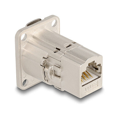 D-Typ RJ45 Einbaubuchse / Kupplung Cat.6A STP Metall