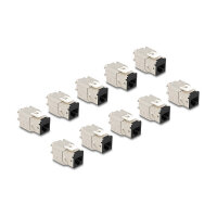 Keystone Modul RJ45 Buchse zu LSA Cat.6A werkzeugfrei schwarz Set 10 Stück