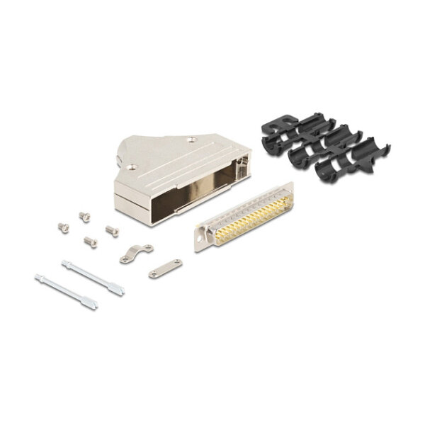 Sub-D Steckergehäuse 37 Pin aus Metall inklusive Steckerverbinder Stecker und Montagematerial