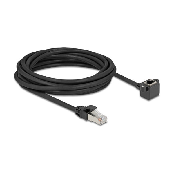 Netzwerk Verlängerungskabel RJ45 Stecker zu RJ45 Buchse 90° gewinkelt Cat.6 F/UTP 5 m schwarz