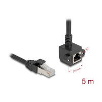 Netzwerk Verlängerungskabel RJ45 Stecker zu RJ45 Buchse 90° gewinkelt Cat.6 F/UTP 5 m schwarz