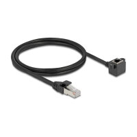 Netzwerk Verlängerungskabel RJ45 Stecker zu RJ45 Buchse 90° gewinkelt Cat.6 F/UTP 1 m schwarz