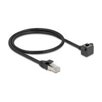 Netzwerk Verlängerungskabel RJ45 Stecker zu RJ45 Buchse 90° gewinkelt Cat.6 F/UTP 0,5 m schwarz