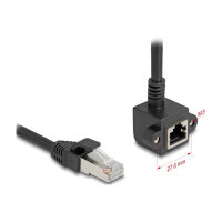 Netzwerk Verlängerungskabel RJ45 Stecker zu RJ45 Buchse 90° gewinkelt Cat.6 F/UTP 0,5 m schwarz