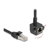 Netzwerk Verlängerungskabel RJ45 Stecker zu RJ45 Buchse 90° gewinkelt Cat.6 F/UTP 2 m schwarz