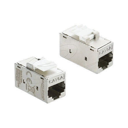 Keystone Modul Kupplung RJ45 Buchse zu RJ45 Buchse Cat.6A Metall silber / weiß