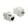 Keystone Modul RJ45 Buchse zu LSA Cat.6A werkzeugfrei geschirmt Metall silber / weiß