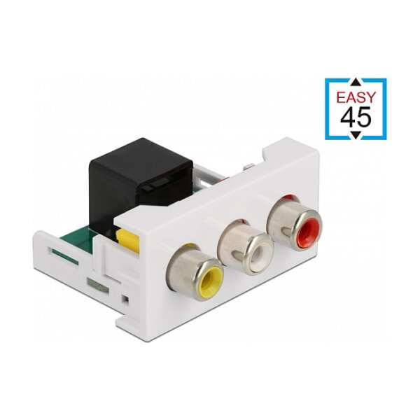 Easy 45 Modul 3 x Cinch Buchse zu RJ45 Buchse 22,5 x 45 mm