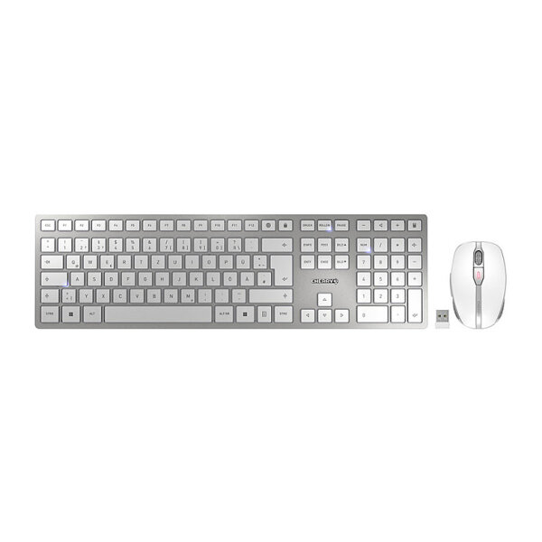 Cherry DW 9100 Slim - Tastatur-und-Maus-Set Wireless white/silver QWERTZ DE