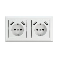 2-fach Einbausteckdose mit 4 x USB Typ-A Ladeport 2 x 2,8 A