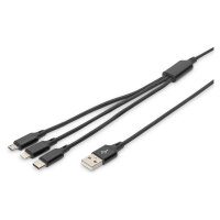 DIGITUS LAK 3in1 USBA+Lightning+MicroUSB->USBC 1m schwarz